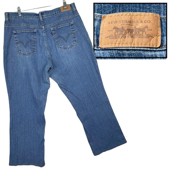 VTG Y2K Levis 550 Jeans Relaxed Ankle Boot High Waist Women 14 M (34X28) Stretch - Picture 3 of 16